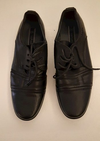 Erkek Siyah Deri Klasik Goth Ayakkabı - Görsel 4