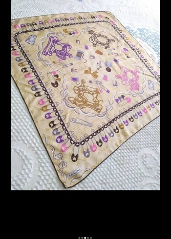 Aker Pembe Baskılı Kadın İpek Eşarp - Görsel 12