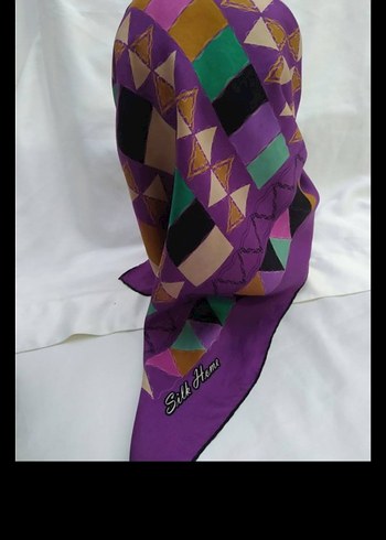 Aker Pembe Baskılı Kadın İpek Eşarp - Görsel 13