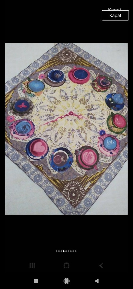 Aker Pembe Baskılı Kadın İpek Eşarp - Görsel 5