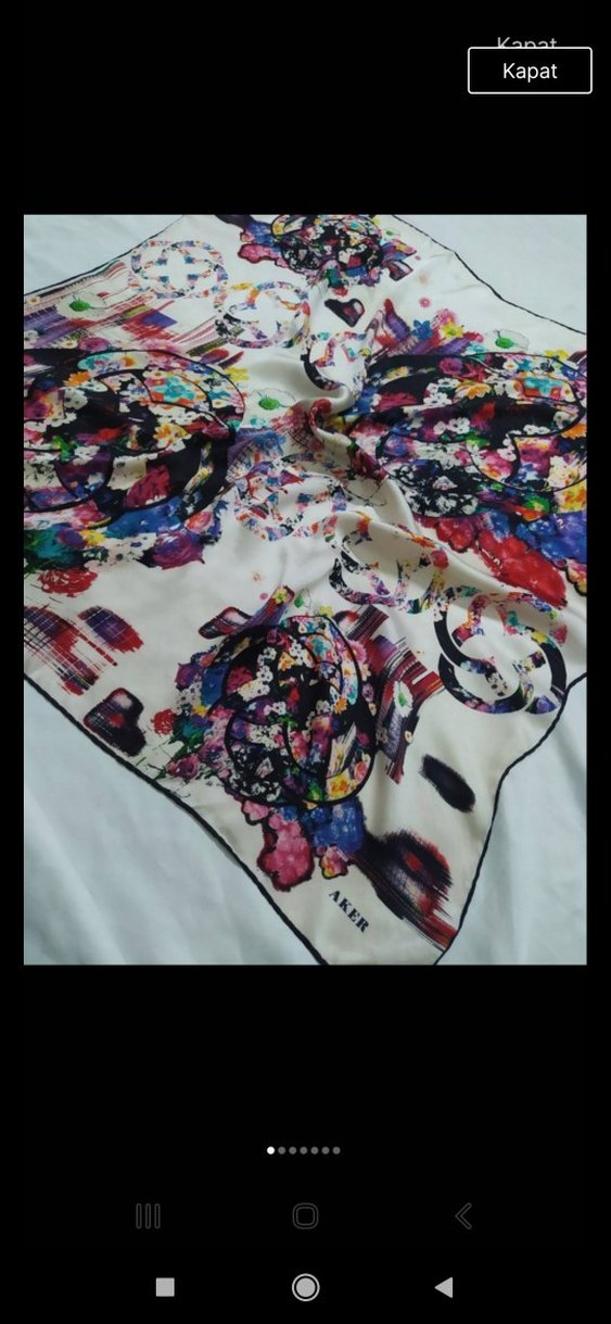 Aker Pembe Baskılı Kadın İpek Eşarp - Görsel 4