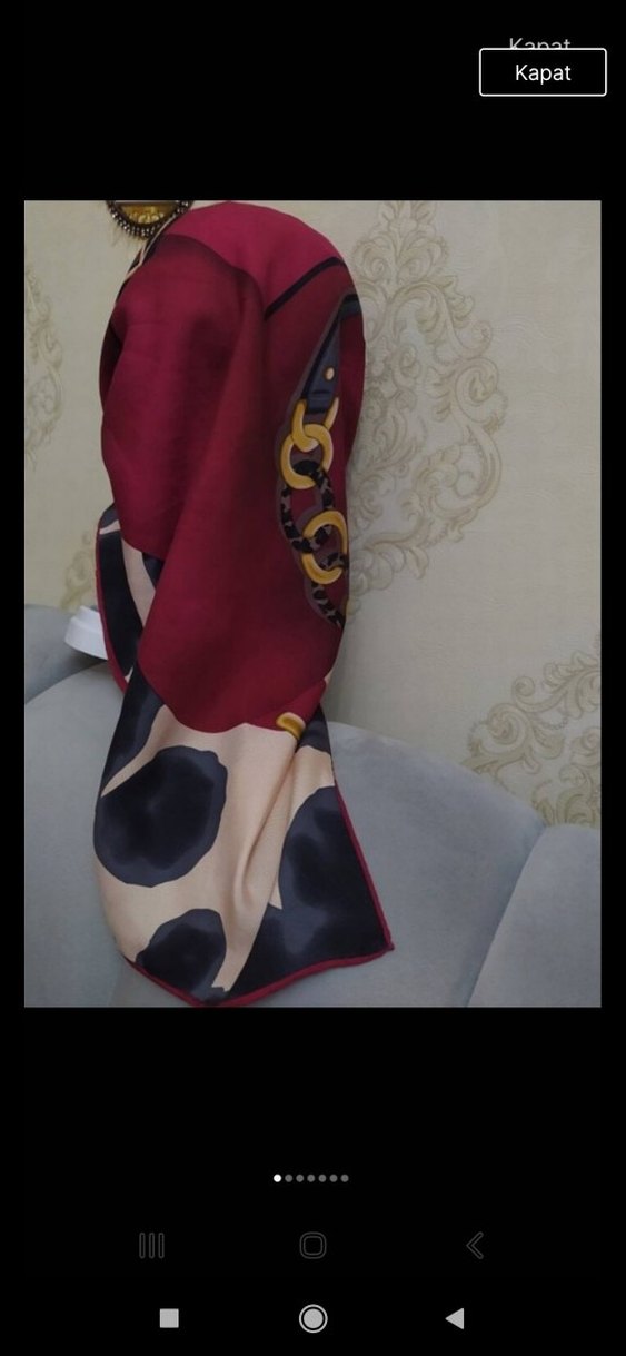 Aker Pembe Baskılı Kadın İpek Eşarp - Görsel 3