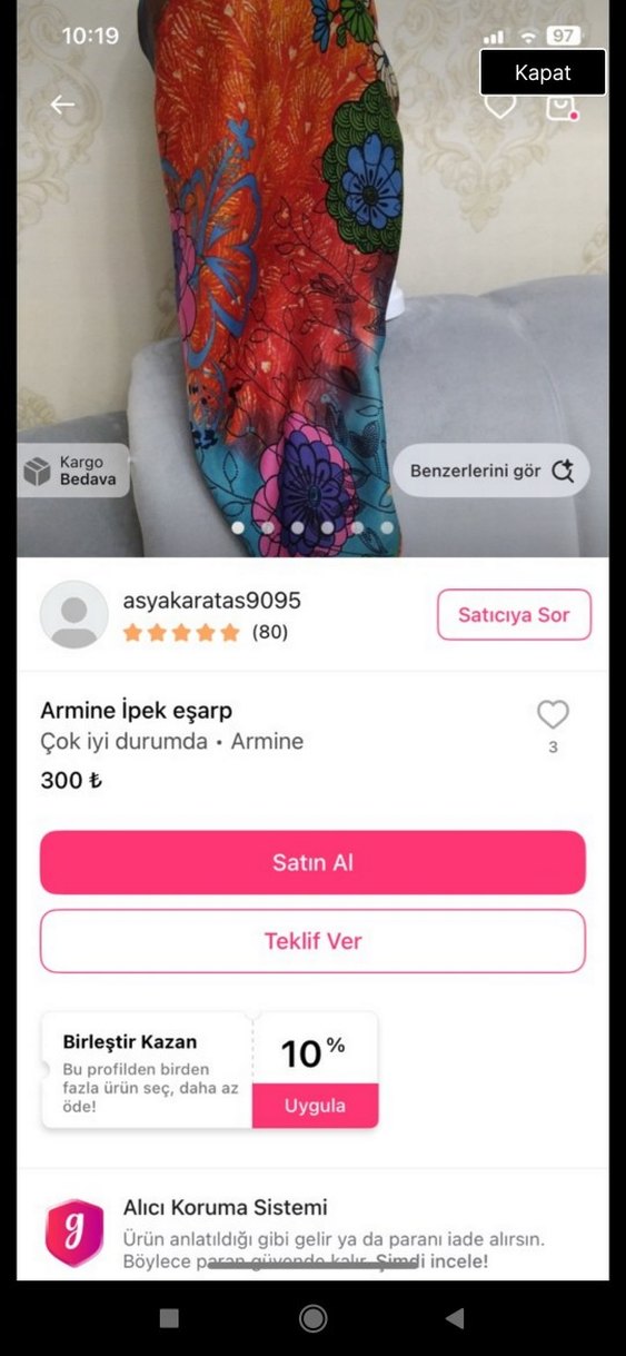 Renkli Bohem Kadın Fular - Görsel 5