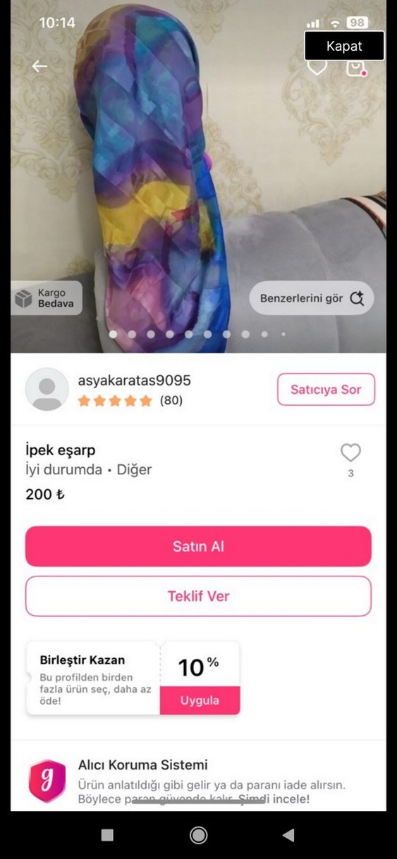 Renkli Bohem Kadın Fular - Görsel 4