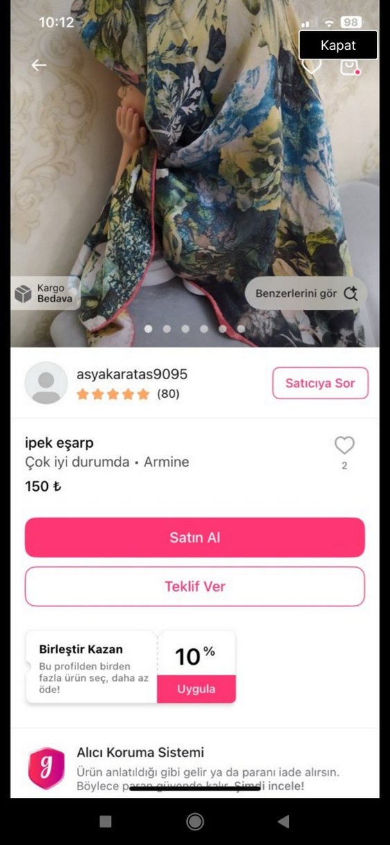 Renkli Bohem Kadın Fular - Görsel 2