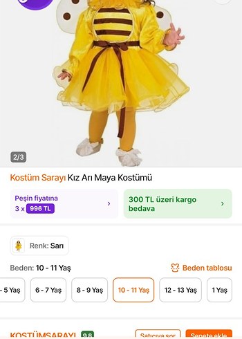 4 Yaş Beden sarı Renk Sarı Puantiyeli Kelebek Kanatlı Kız Elbisesi