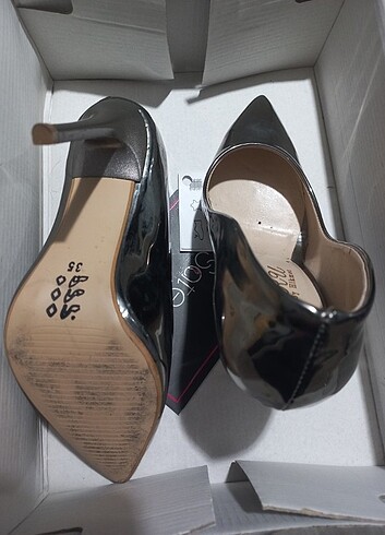 35 Beden gri Renk Gümüş parlak stiletto ayakkabı