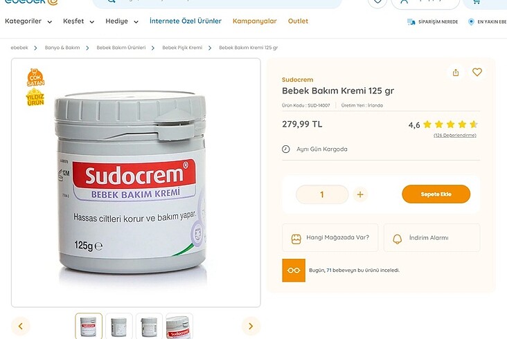 Sudocrem Bebek Bakım Kremi