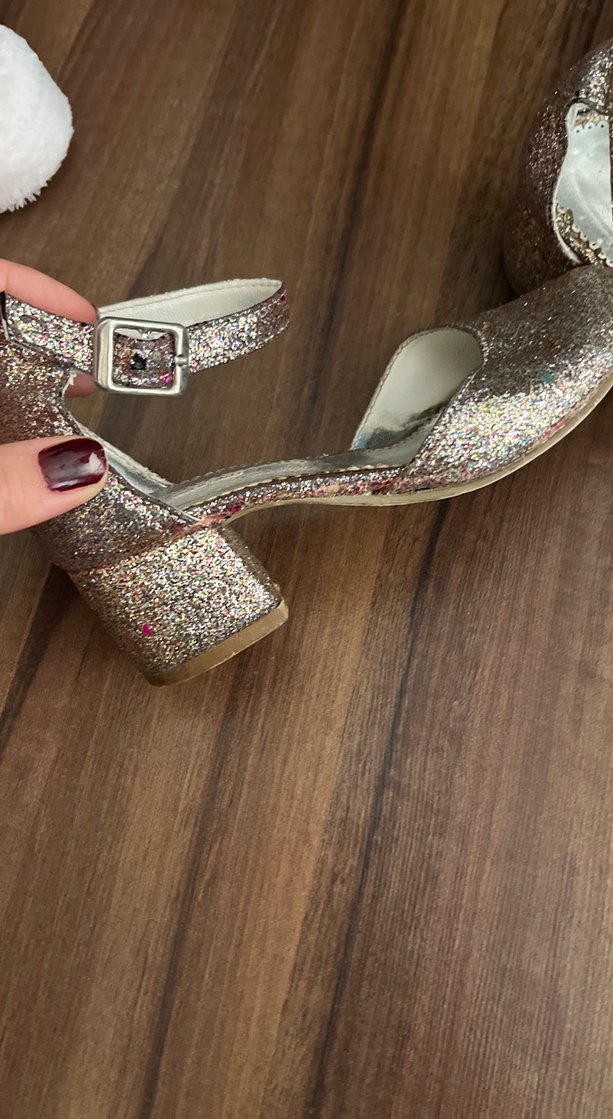 Parlak Dolgu Topuklu Bej Kadın Abiye Ayakkabı - Görsel 2