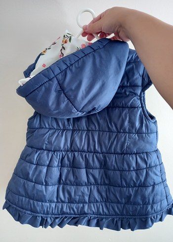 Kız Çocuk Kapüşonlu Fermuarlı Yelek - Görsel 3