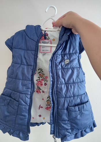 Kız Çocuk Kapüşonlu Fermuarlı Yelek - Görsel 2