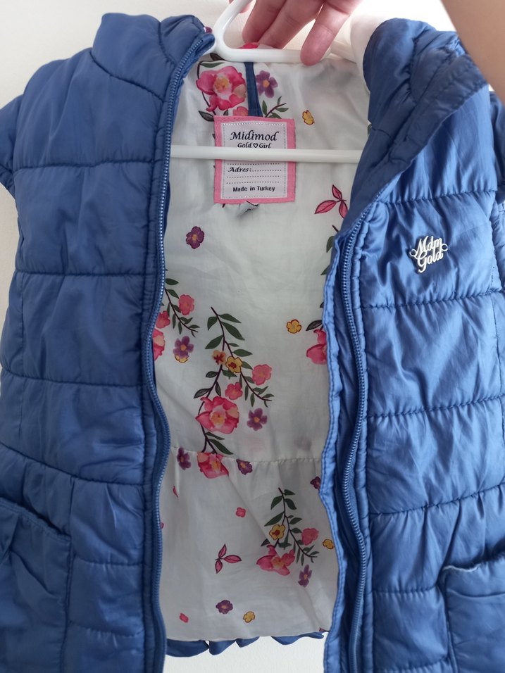 Kız Çocuk Kapüşonlu Fermuarlı Yelek - Görsel 4