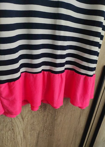 Çizgili Fırfırlı Kız Elbisesi - Görsel 5