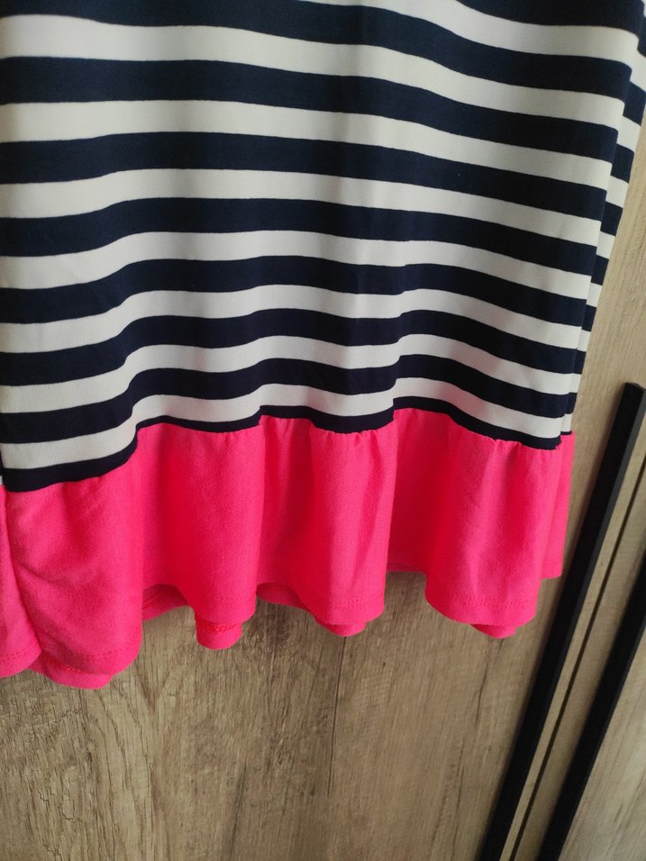 Çizgili Fırfırlı Kız Elbisesi - Görsel 5