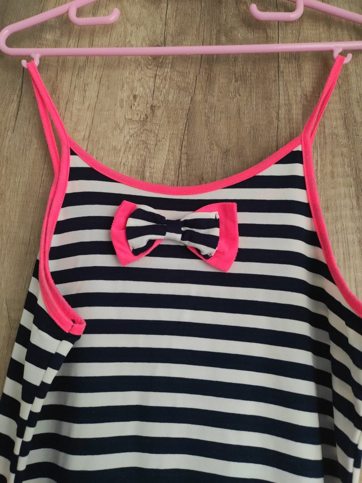 Çizgili Fırfırlı Kız Elbisesi - Görsel 3