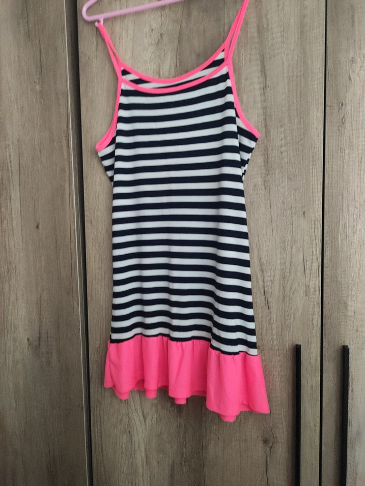 Çizgili Fırfırlı Kız Elbisesi - Görsel 2