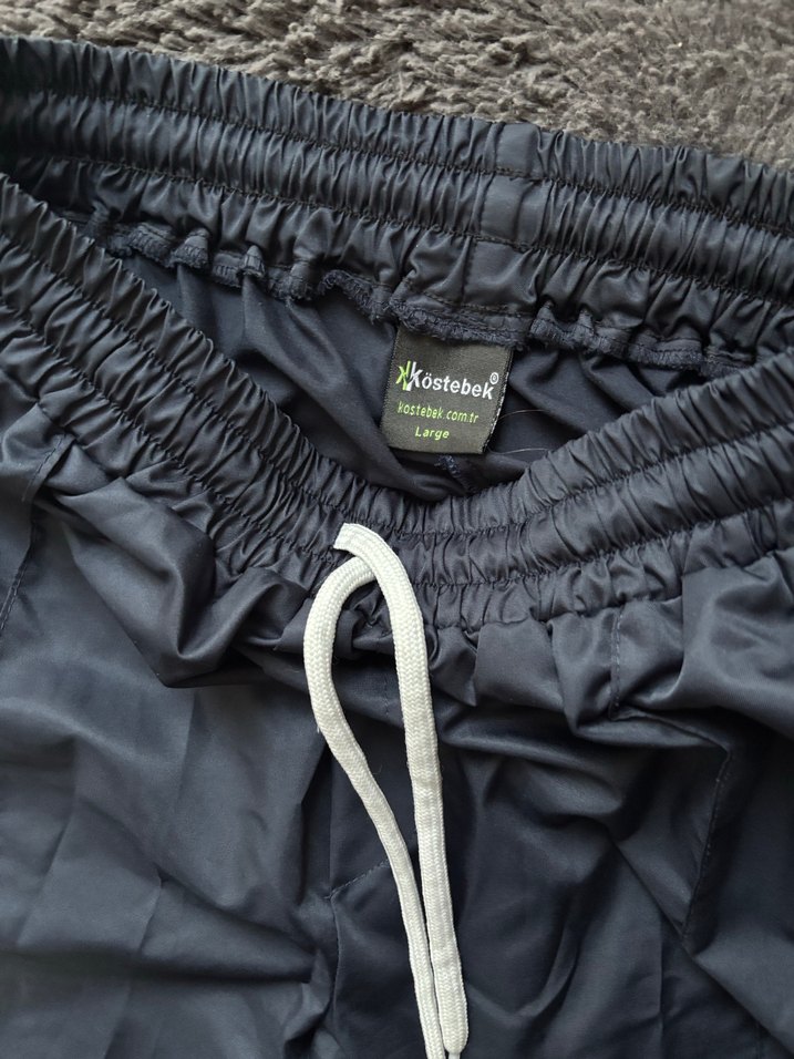 Geniş Kesim Mavi Paraşüt Kumaş Eşofman Altı Pantolon - Görsel 4