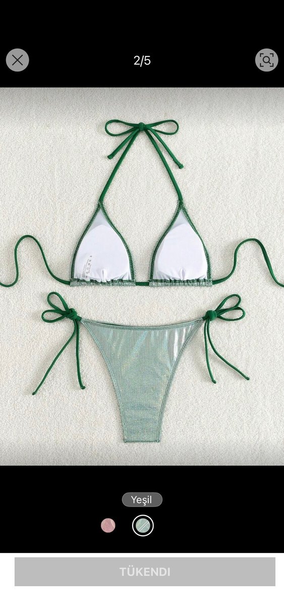 Yeşil Parlak Payetli Bohem Bikini - Görsel 2