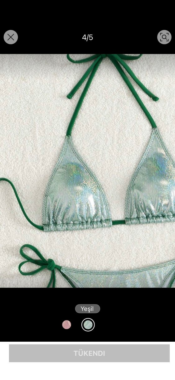 Yeşil Parlak Payetli Bohem Bikini - Görsel 3