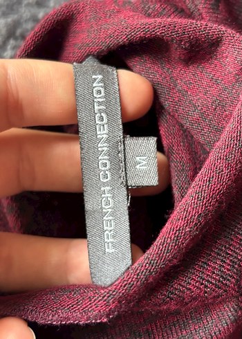 Bordo Vücudu Saran Boğazlı Y2K Elbise Yüksek Yakalı Midi Triko - Görsel 4