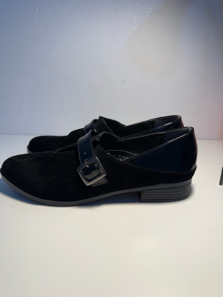 Siyah Süet Tokalı Blok Topuklu Kadın Ayakkabı - Görsel 3