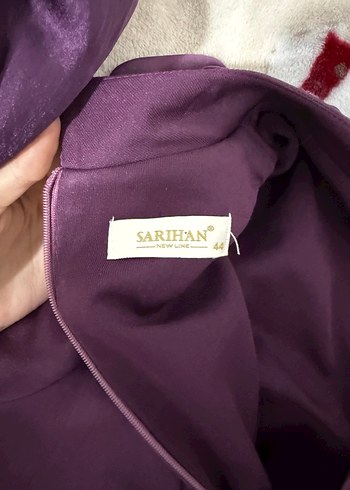 Uzun Kollu Mor Abiye Elbise - Görsel 3