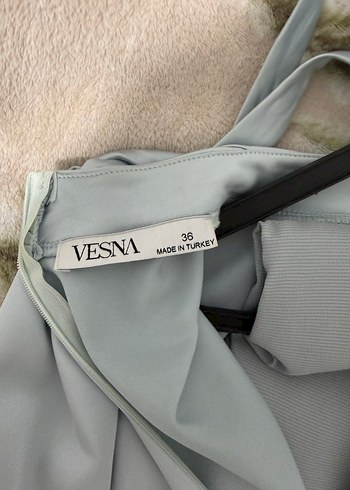 Gri Uzun Kollu Yüksek Yaka Kadın Elbise - Görsel 3