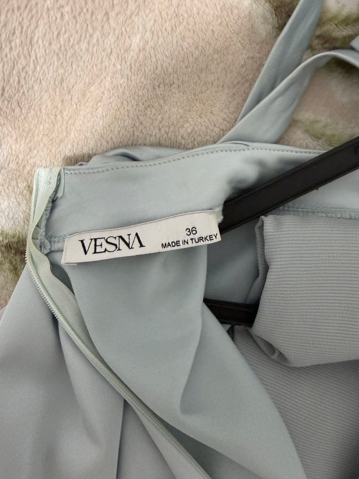 Gri Uzun Kollu Yüksek Yaka Kadın Elbise - Görsel 3