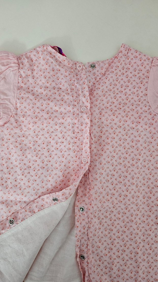 Pembe Nakışlı Kız Çocuk Fırfırlı Elbise - Görsel 4