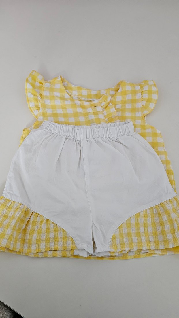Kız Çocuk Sarı Kareli Düğmeli Bluz - Görsel 4