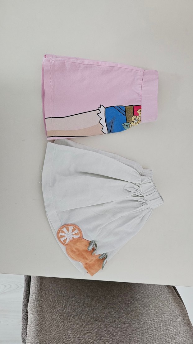 Renkli Baskılı Kısa Kollu Bebek Kız Kombini - Görsel 4