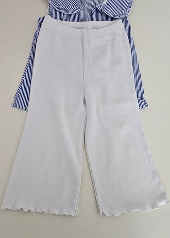 Düğmeli, Kolsuz Mavi Çizgili Kız Bluzu - Görsel 6