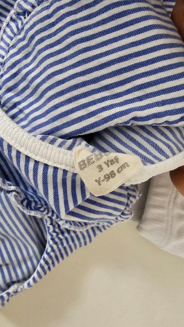 Düğmeli, Kolsuz Mavi Çizgili Kız Bluzu - Görsel 4