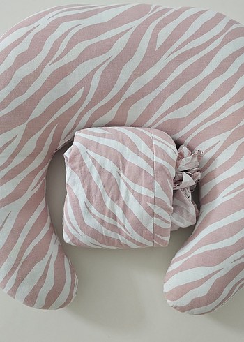 Pembe Zebra Desenli Emzirme ve Hamile Yastığı - Görsel 2