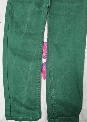 Kadın Yeşil Dar Kesim Midi Kumaş Pantolon - Görsel 2