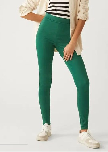 Kadın Yeşil Dar Kesim Midi Kumaş Pantolon - Görsel 7