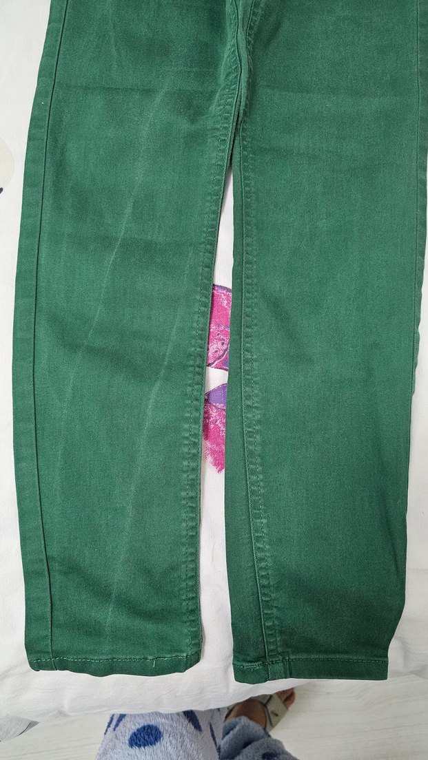 Kadın Yeşil Dar Kesim Midi Kumaş Pantolon - Görsel 2