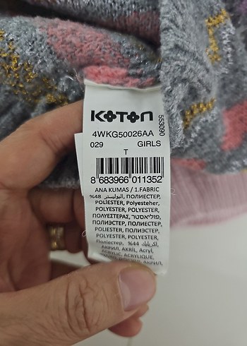 Çocuk Triko Bere Seti, Gri ve Pembe - Görsel 6