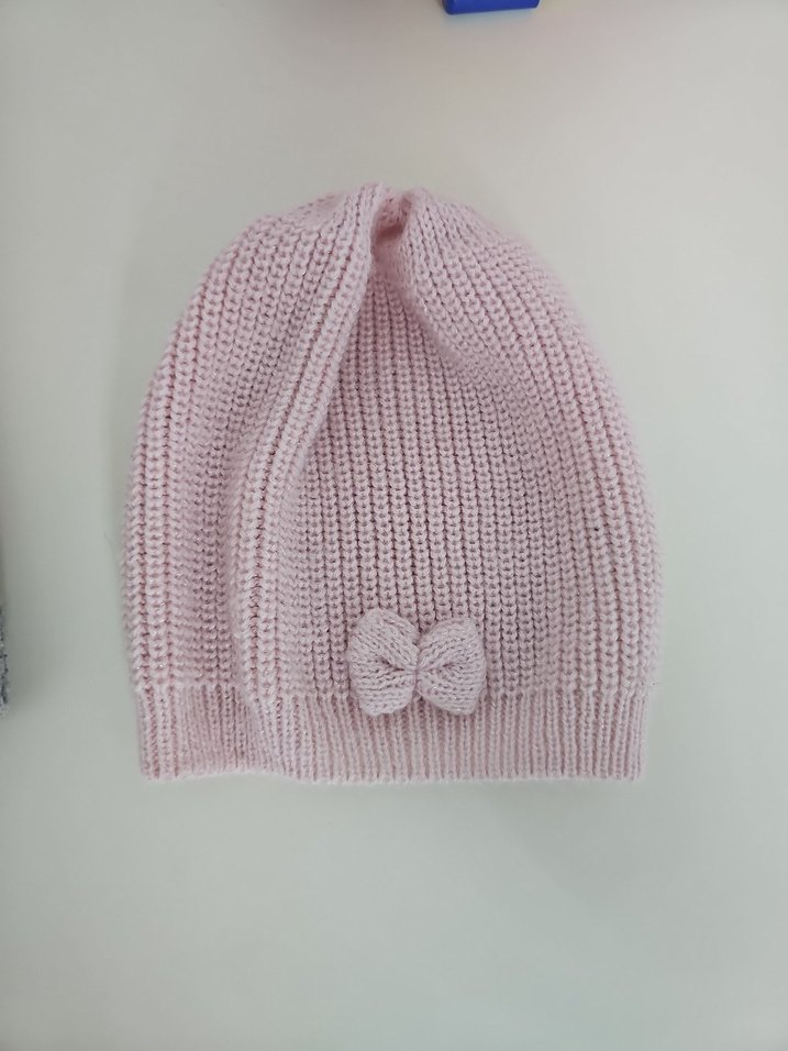 Çocuk Triko Bere Seti, Gri ve Pembe - Görsel 4