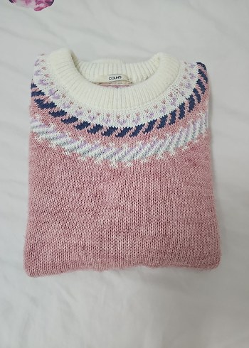 Nakışlı Pembe Bohem Örgü Kazak Colin's. s beden - Görsel 5