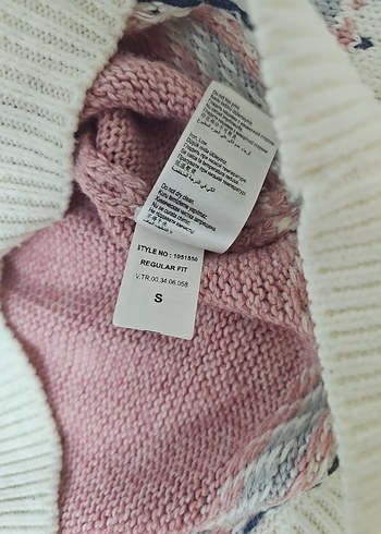 Nakışlı Pembe Bohem Örgü Kazak Colin's. s beden - Görsel 3