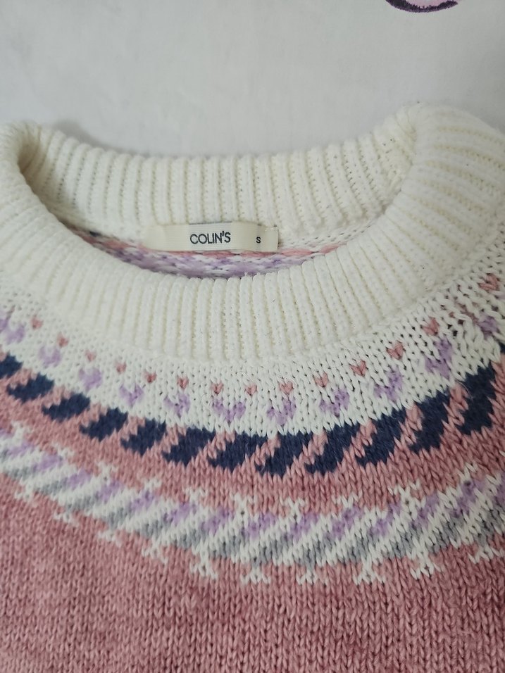 Nakışlı Pembe Bohem Örgü Kazak Colin's. s beden - Görsel 2