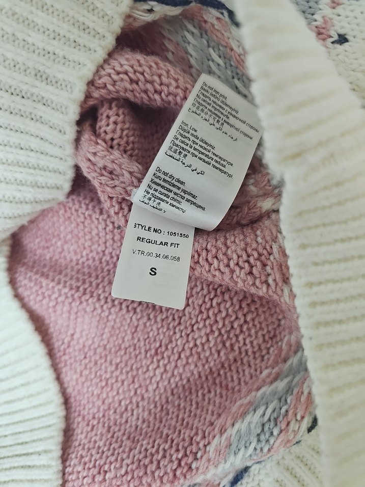 Nakışlı Pembe Bohem Örgü Kazak Colin's. s beden - Görsel 3