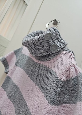 Boğazlı Kısa Kollu Çizgili cocuk Kazak - Görsel 6