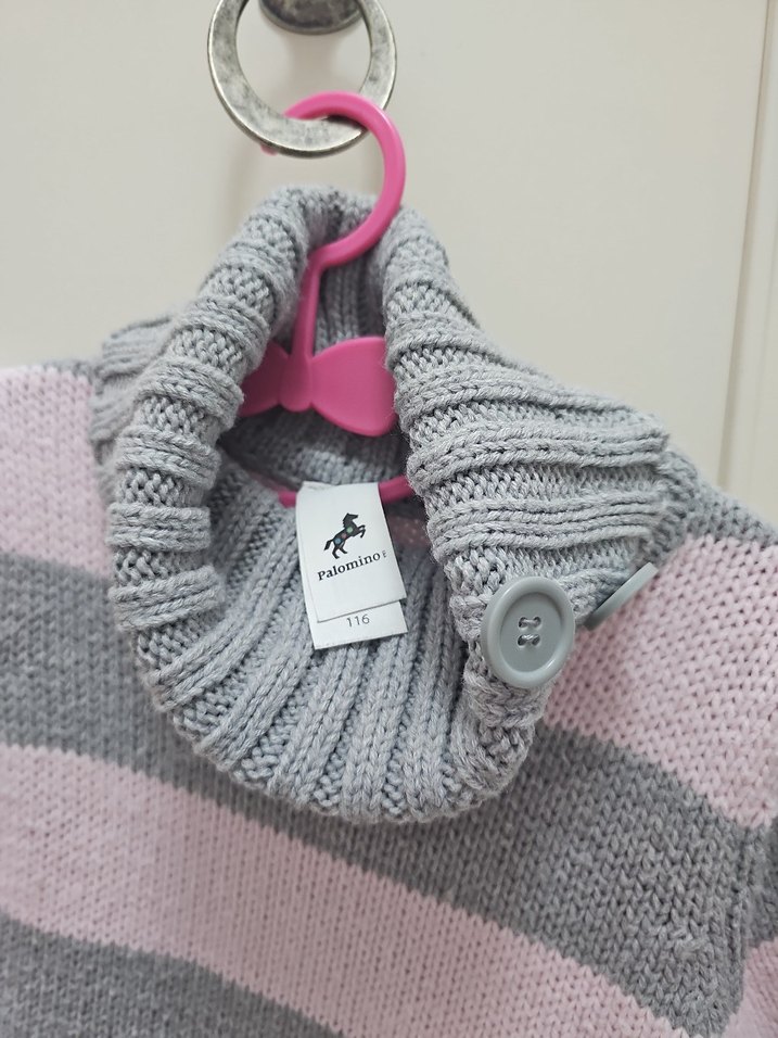 Boğazlı Kısa Kollu Çizgili cocuk Kazak - Görsel 5