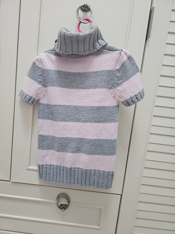 Boğazlı Kısa Kollu Çizgili cocuk Kazak - Görsel 3