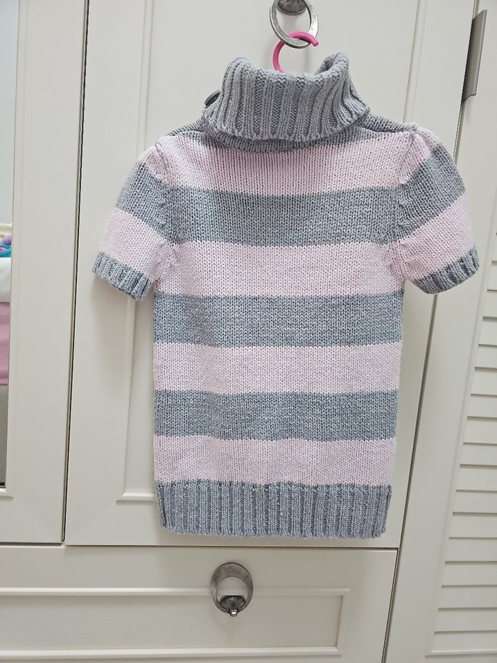 Boğazlı Kısa Kollu Çizgili cocuk Kazak - Görsel 4