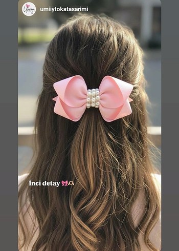 İnci Detaylı Bej Fiyonk Toka - Görsel 3