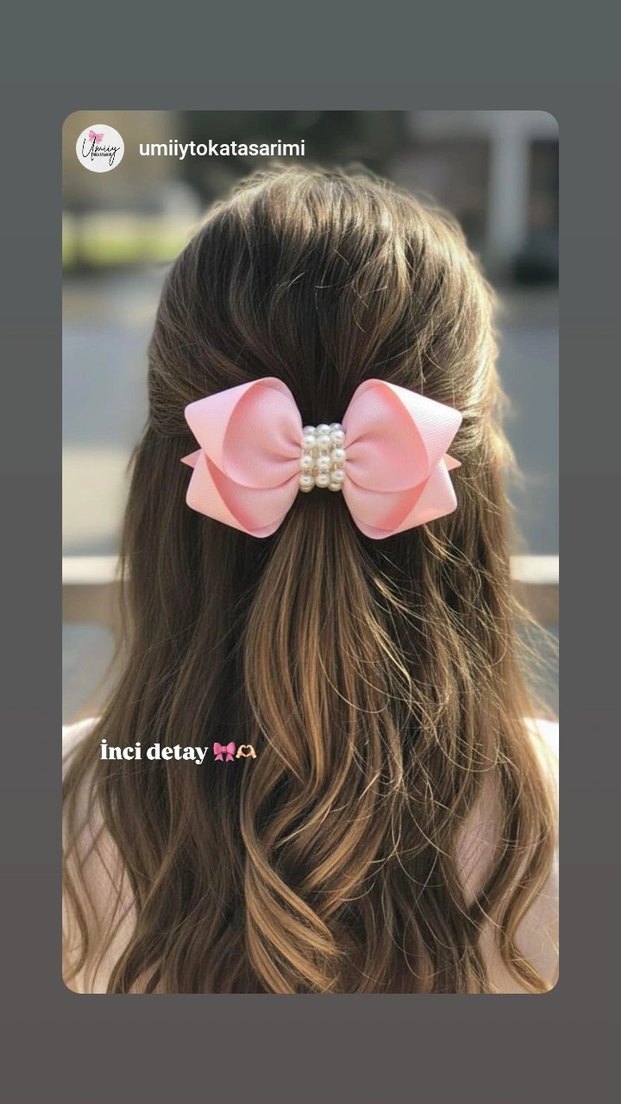 İnci Detaylı Bej Fiyonk Toka - Görsel 3