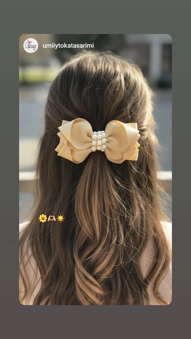 İnci Detaylı Bej Fiyonk Toka - Görsel 5